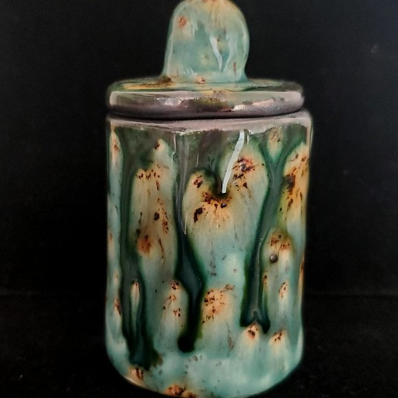 Handmade Small Ceramic Stash Jar, turquoise and brown tone glaze - Picture 3 of 10